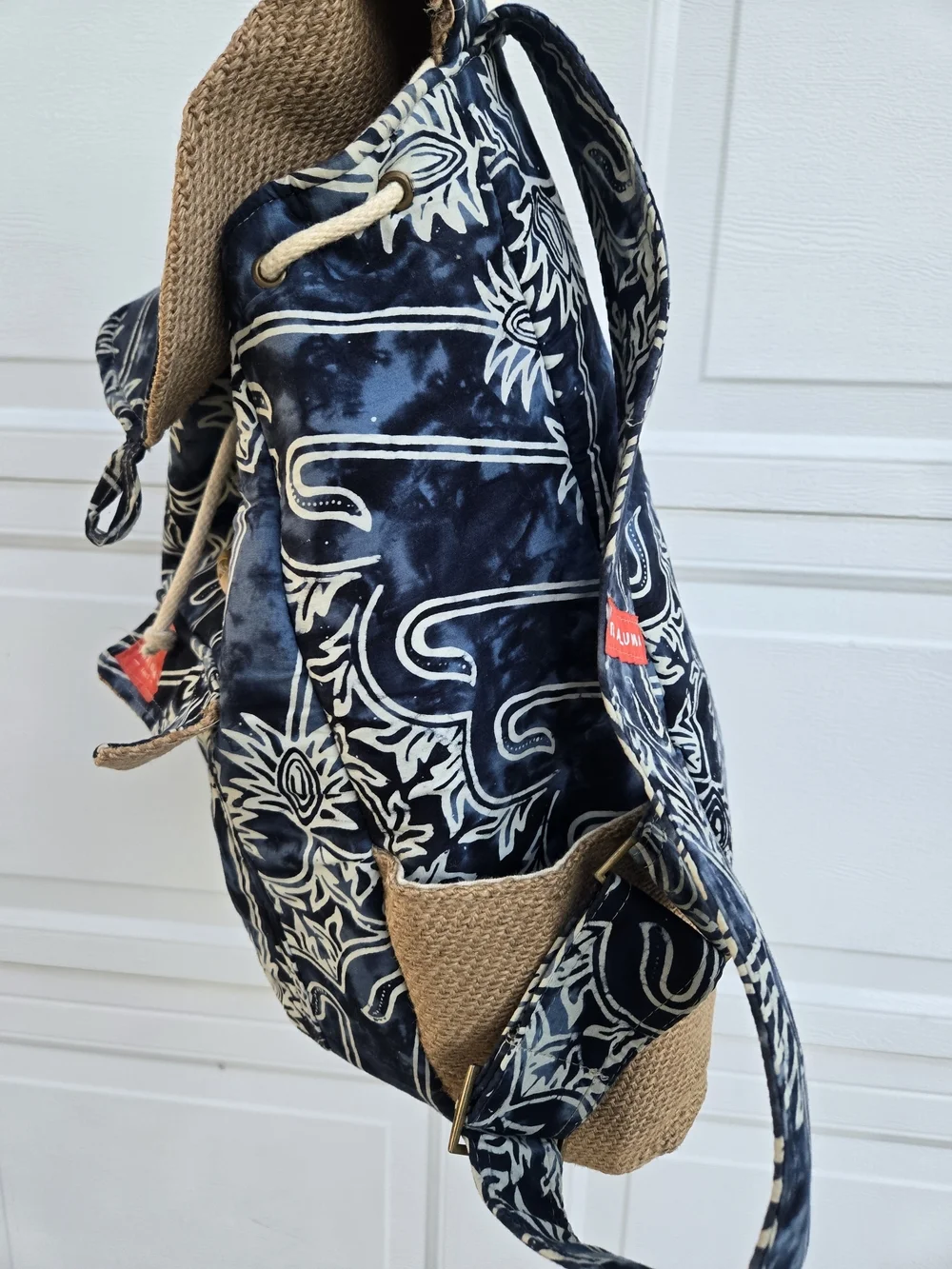 TaaLuma Tote Navy Floral Pattern Canvas Backpack